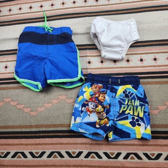 Toddler Boys 2T Swim Trunk Bundle Paw Patrol Oshkosh Swim Diaper Bundle - Picture 1 of 7